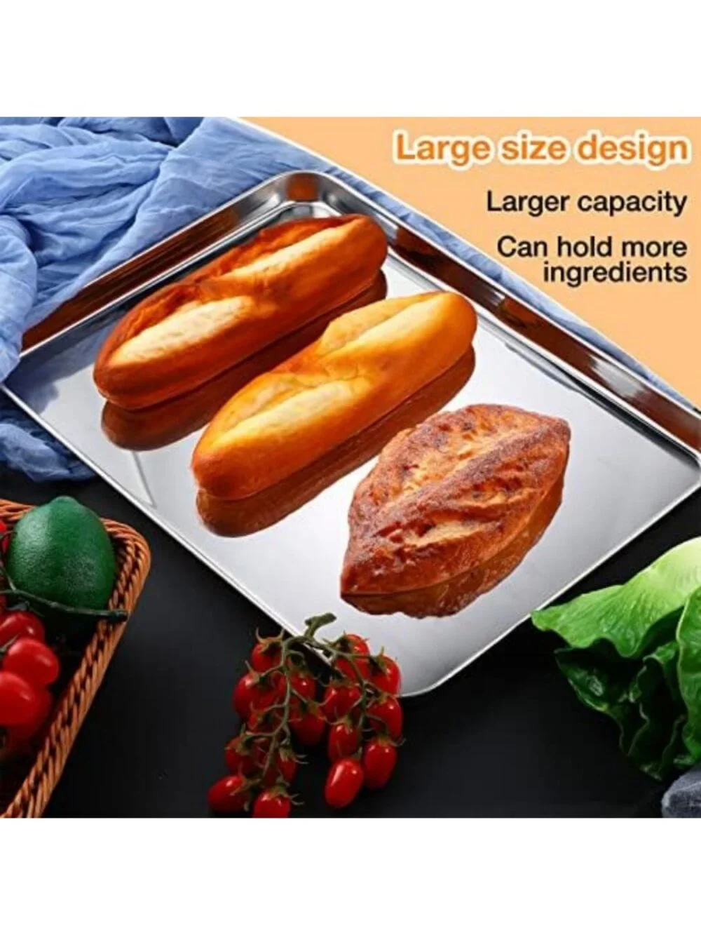 6-Piece Stainless Steel Baking Sheet Set - Durable Cookie Pans, 18x13x1 Inch
